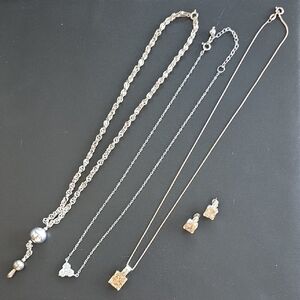 3 STERLING SILVER NECKLACES + 1 Matching EARRING....BEAUTIFUL!